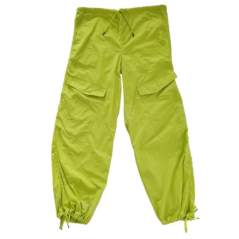Tinseltown Bright Lime Green Chartreuse Parachute Pants Oversized Y2K Size S - Picture 2 of 16